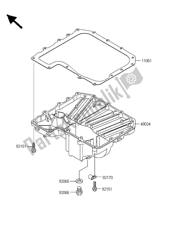 All parts for the Oil Pan of the Kawasaki Z 1000 2006