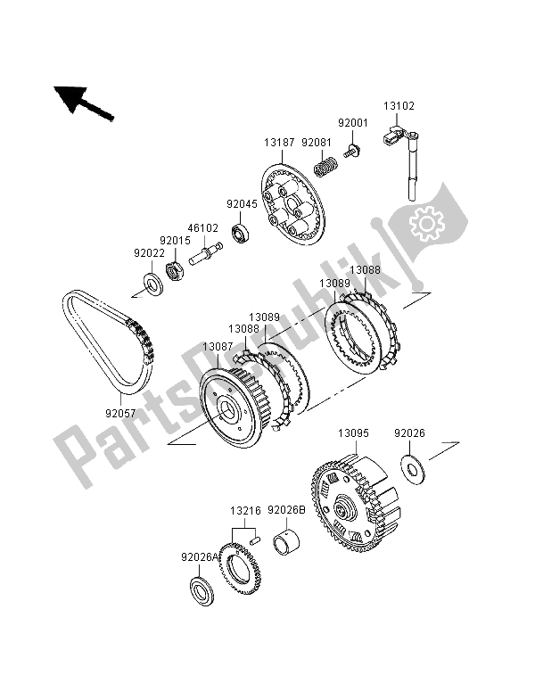 Todas as partes de Embreagem do Kawasaki EN 500 1997