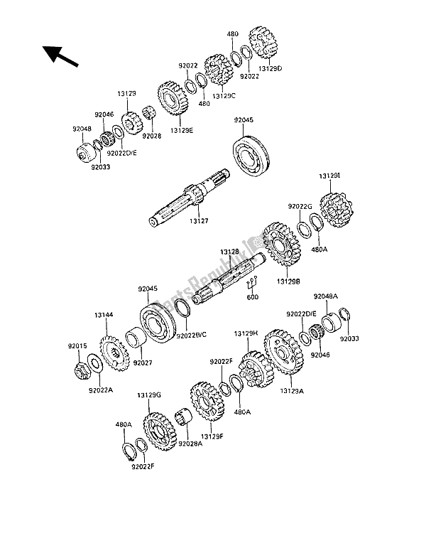 Todas las partes para Transmisión de Kawasaki GPZ 1000 RX 1988