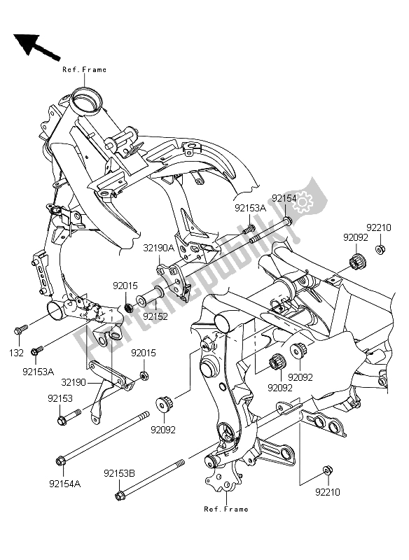 Todas as partes de Montagem Do Motor do Kawasaki ER 6F ABS 650 2009