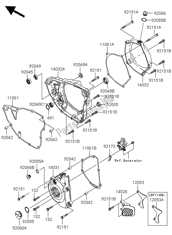 All parts for the Engine Cover of the Kawasaki KX 250F 2011