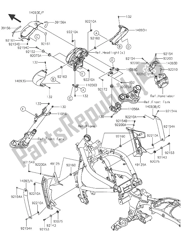 All parts for the Cowling of the Kawasaki Vulcan S 650 2016