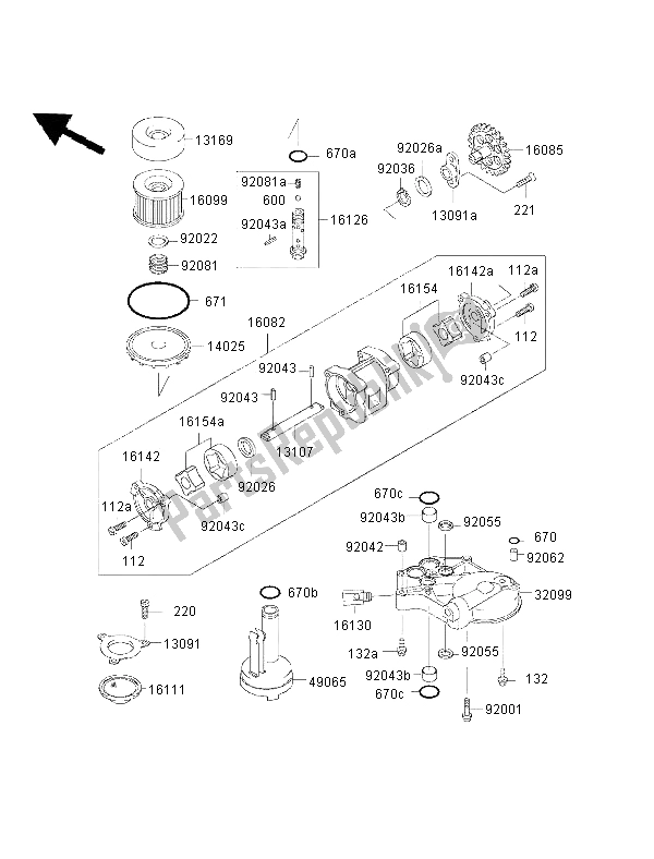 All parts for the Oil Pump of the Kawasaki 1000 GTR 2002