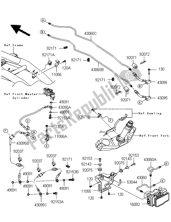 Todas las partes para Tubería De Freno de Kawasaki Z 750R ABS 2011