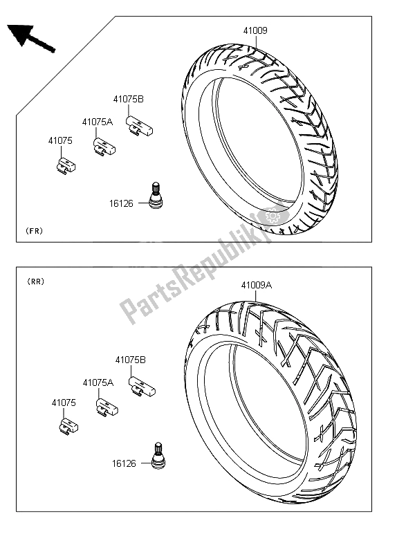 All parts for the Tires of the Kawasaki Versys 1000 2012