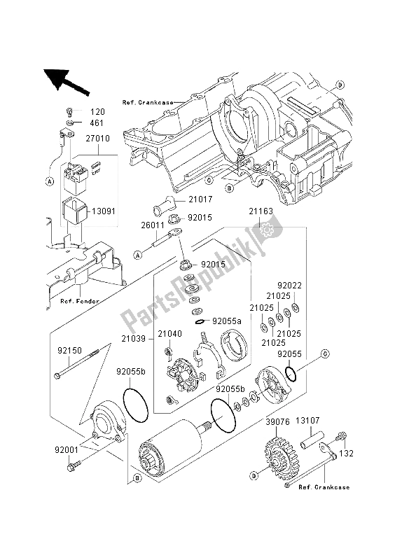 Toutes les pièces pour le Démarreur du Kawasaki ZRX 1200 2003