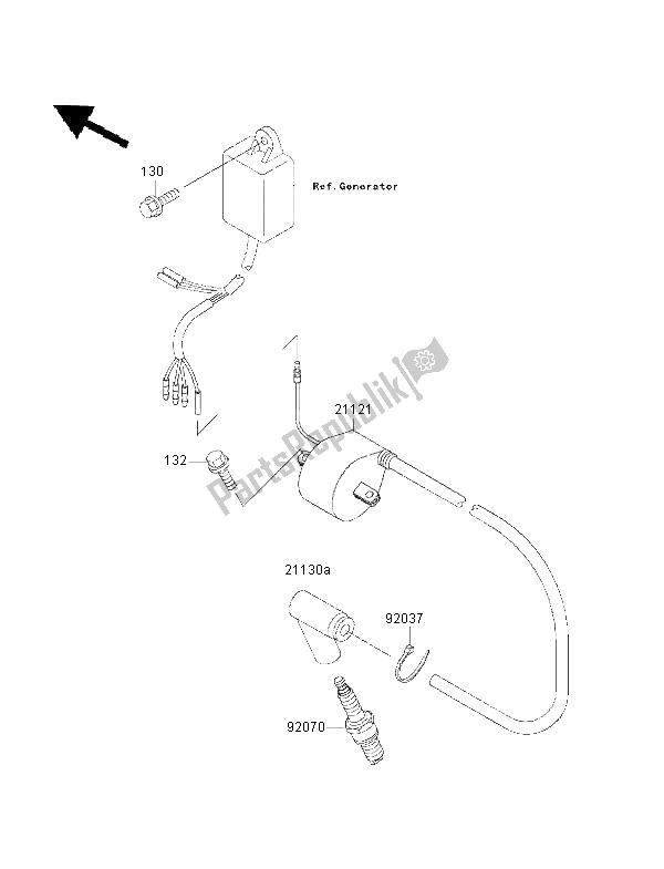 All parts for the Ignition System of the Kawasaki KX 500 2001
