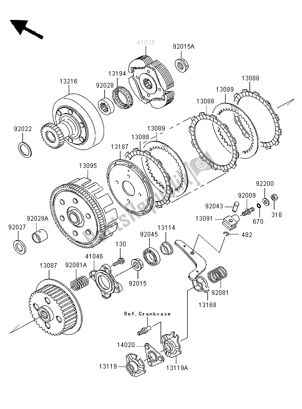 All parts for the Clutch of the Kawasaki KLF 300 2003