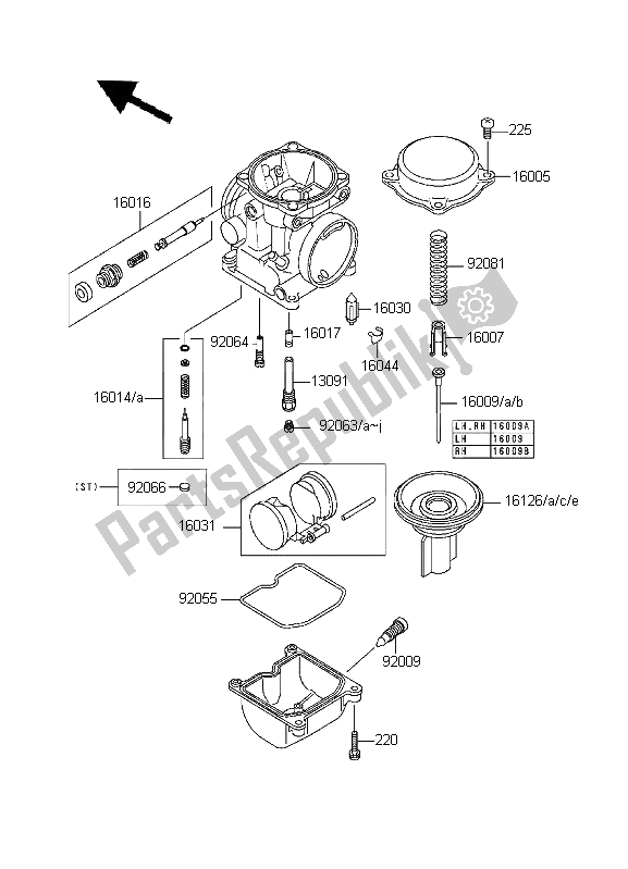 All parts for the Carburetor Parts of the Kawasaki KLE 500 1996