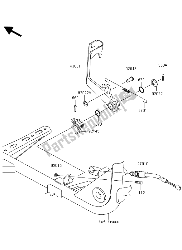 All parts for the Brake Pedal of the Kawasaki KVF 360 2009