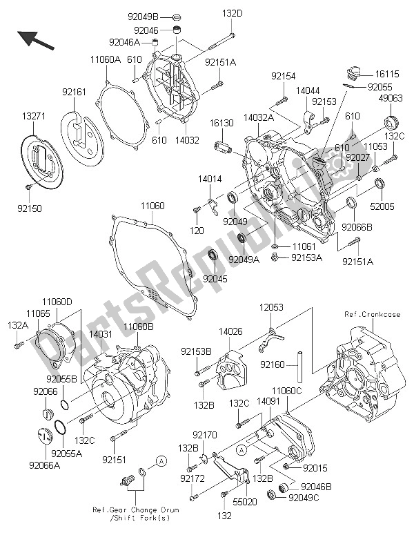 All parts for the Engine Cover(s) of the Kawasaki KLX 250 2016