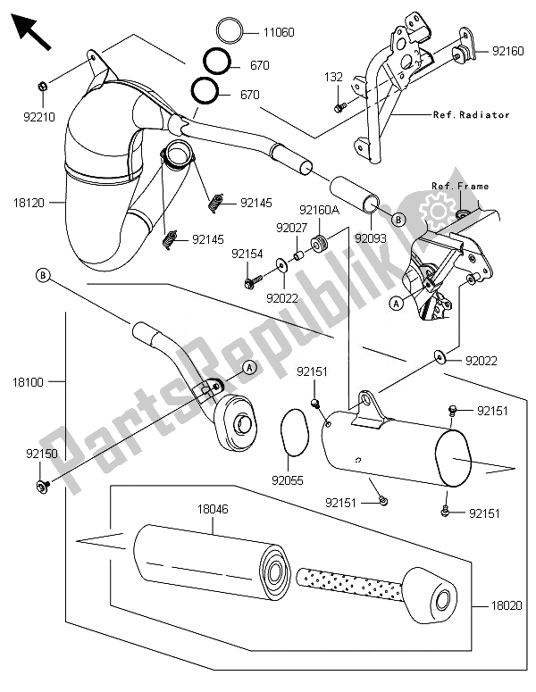 All parts for the Muffler(s) of the Kawasaki KX 85 LW 2014