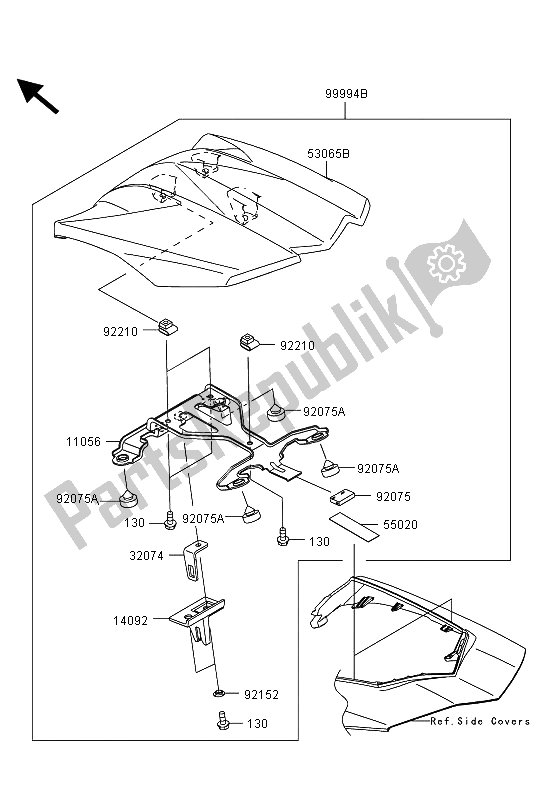 All parts for the Accessory (single Seat Cover) of the Kawasaki Z 1000 SX ABS 2013