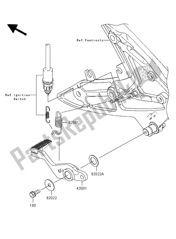 All parts for the Brake Pedal of the Kawasaki ER 6N 650 2008