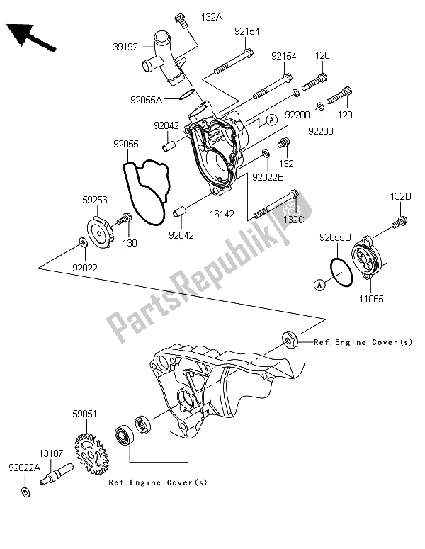 All parts for the Water Pump of the Kawasaki KX 250F 2012