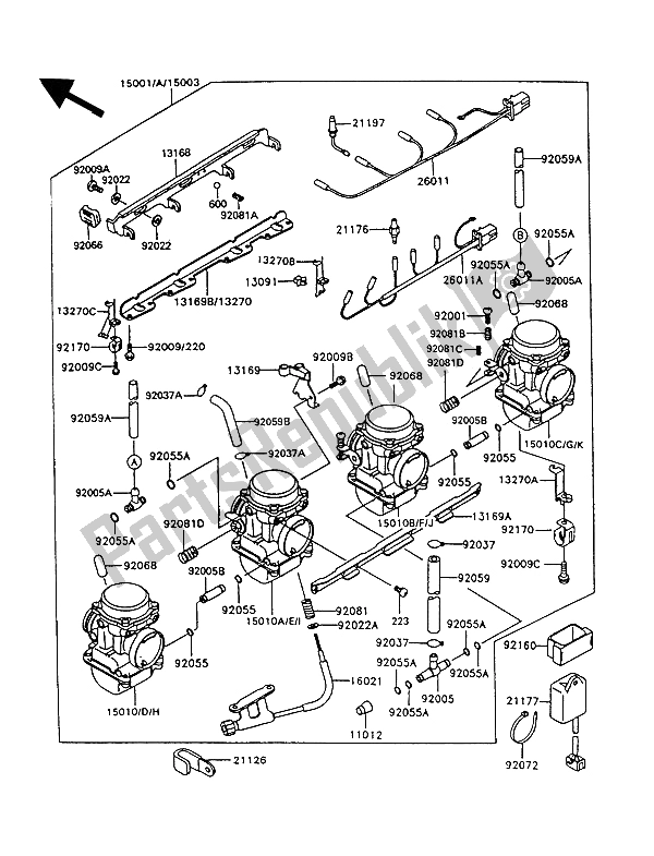 Toutes les pièces pour le Carburateur du Kawasaki GT 550 1993