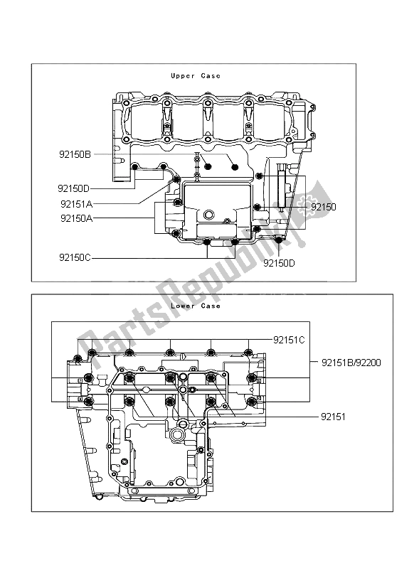 Toutes les pièces pour le Modèle De Boulon De Carter du Kawasaki Z 1000 2003