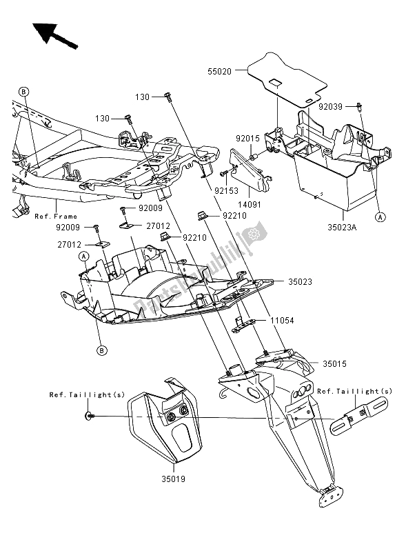 Alle onderdelen voor de Achterspatbord van de Kawasaki ER 6F 650 2008