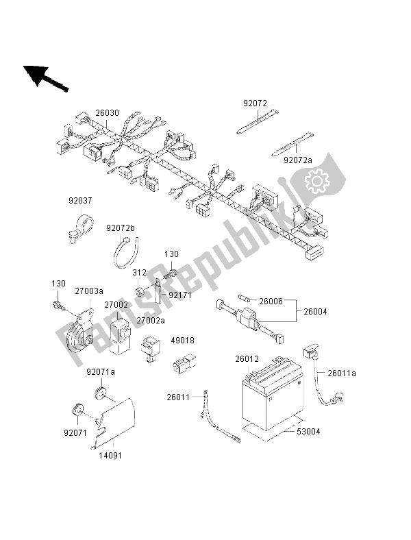 Toutes les pièces pour le Châssis équipement électrique du Kawasaki Eliminator 125 2002