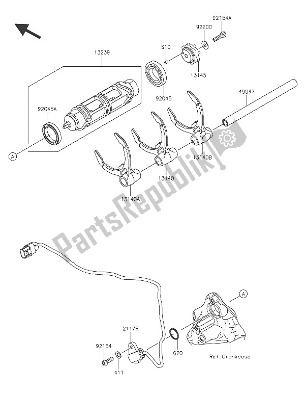 Tutte le parti per il Tamburo Cambio E Forcella / E Cambio del Kawasaki Ninja H2 1000 2016