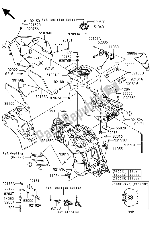 All parts for the Fuel Tank of the Kawasaki ZZR 1400 ABS 2013