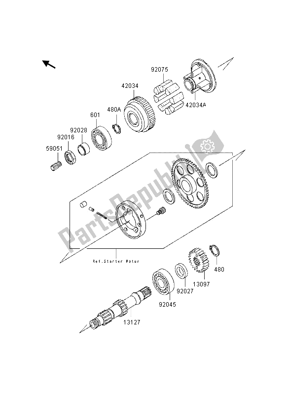 All parts for the Secondary Shaft of the Kawasaki Eliminator 600 1995