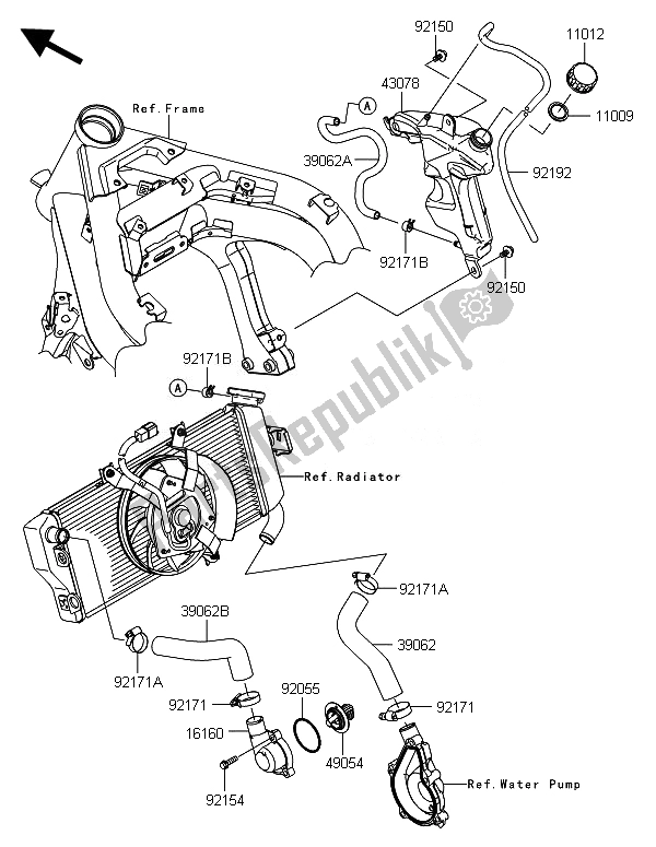 All parts for the Water Pipe of the Kawasaki ER 6N ABS 650 2014