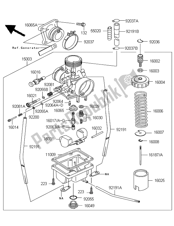Alle onderdelen voor de Carburator van de Kawasaki KX 65 2006