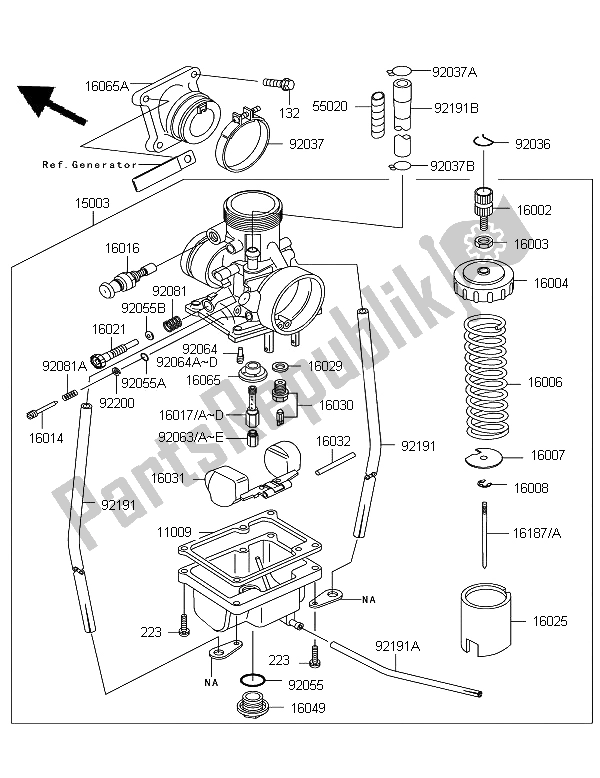 Tutte le parti per il Carburatore del Kawasaki KX 65 2006