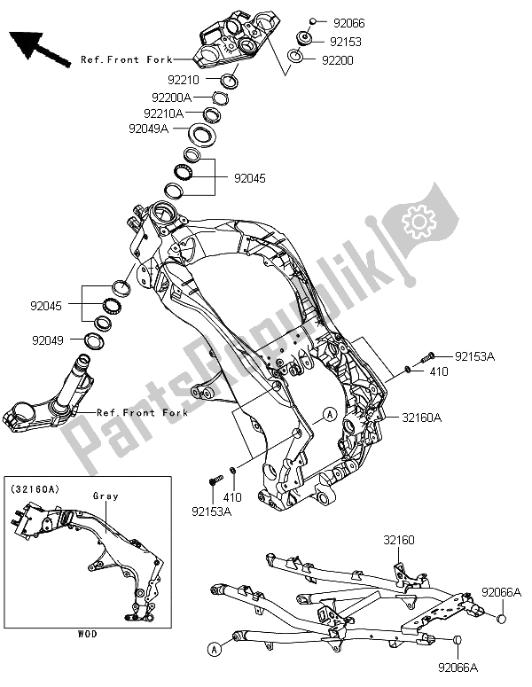 Tutte le parti per il Telaio del Kawasaki Versys 1000 2012