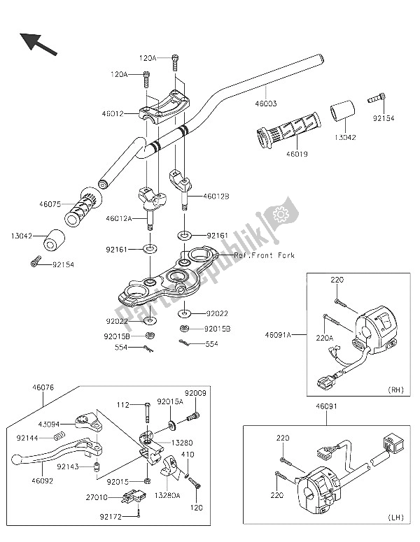 Toutes les pièces pour le Guidon du Kawasaki ER 6F 650 2016