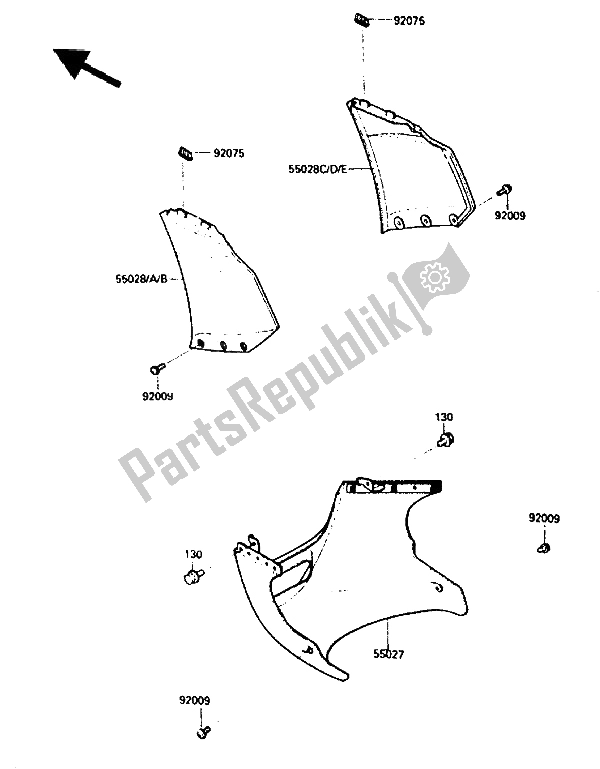 Toutes les pièces pour le Capot Abaisse du Kawasaki GPZ 750 1987