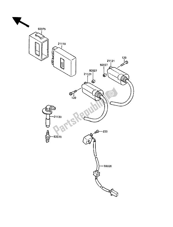 Tutte le parti per il Sistema Di Accensione del Kawasaki EL 250 1989