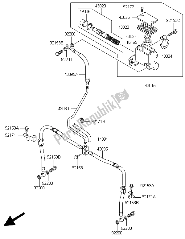 Tutte le parti per il Pompa Freno Anteriore del Kawasaki KFX 400 2006