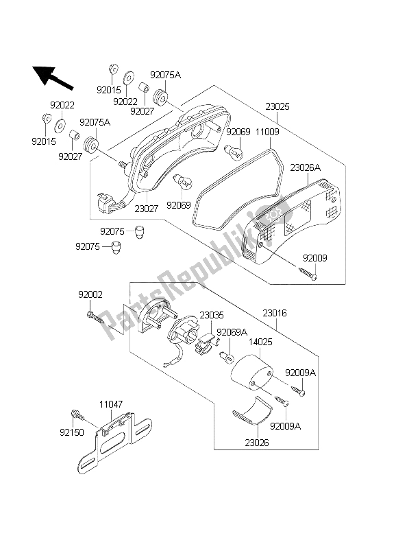Alle onderdelen voor de Achterlichten) van de Kawasaki EL 252 2003