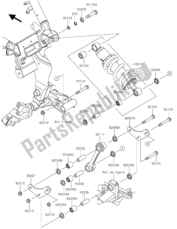 Todas as partes de Suspensão E Amortecedor do Kawasaki Vulcan S ABS 650 2015