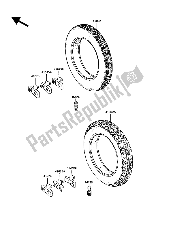 All parts for the Tires of the Kawasaki GT 750 1992