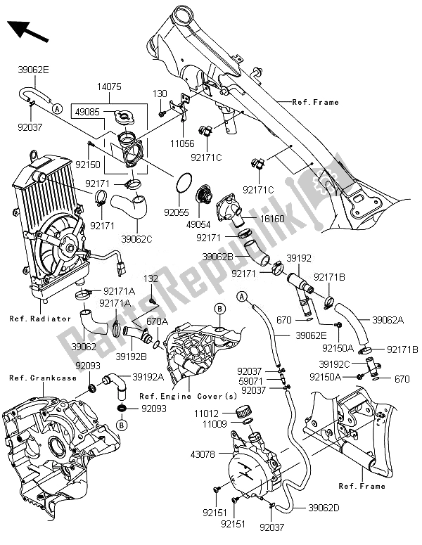 Toutes les pièces pour le Conduite D'eau du Kawasaki VN 900 Custom 2014