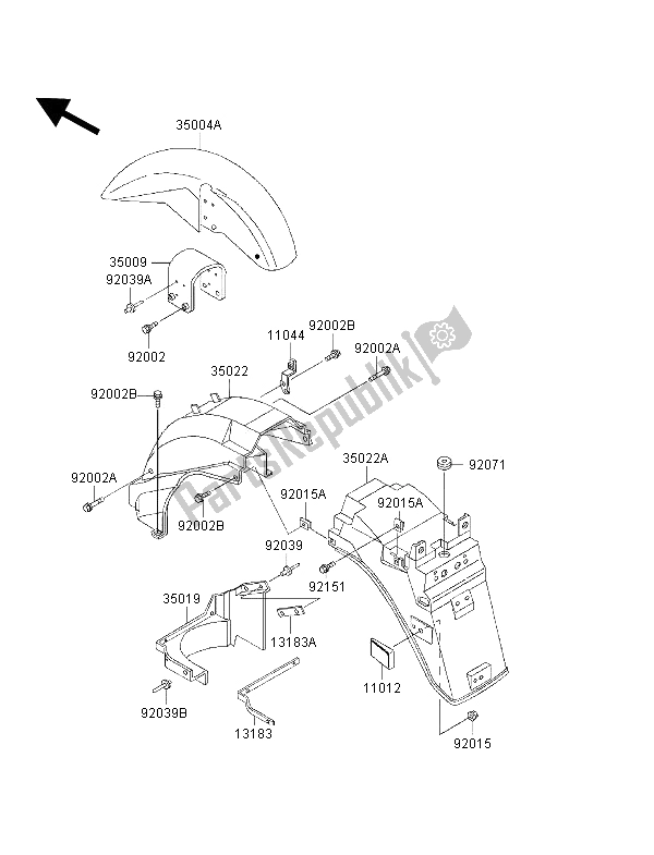 Tutte le parti per il Parabordi del Kawasaki 1000 GTR 1996