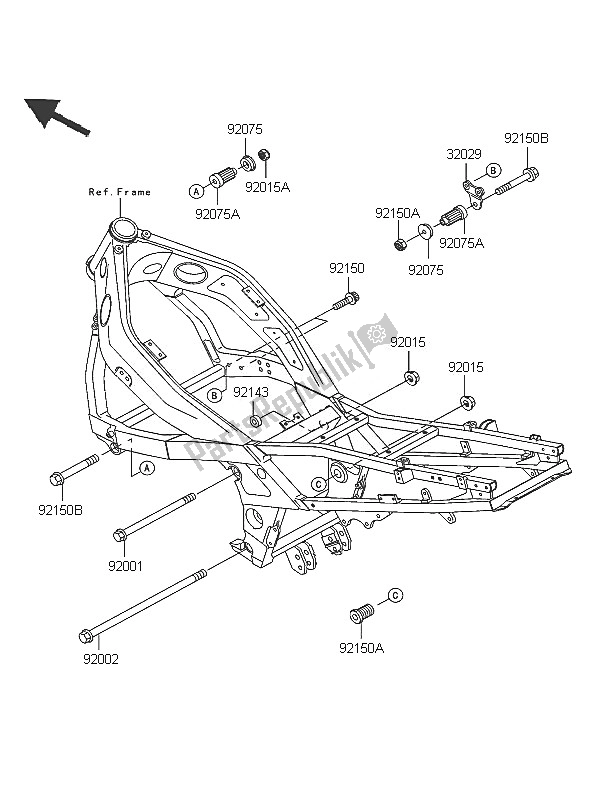 Alle onderdelen voor de Motorsteun van de Kawasaki ZZR 600 2005