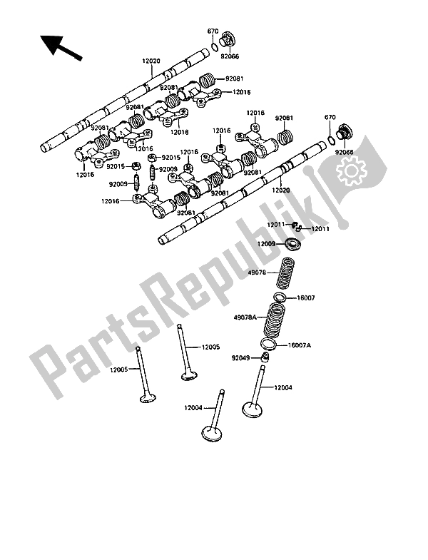 All parts for the Valve of the Kawasaki GPZ 900R 1990