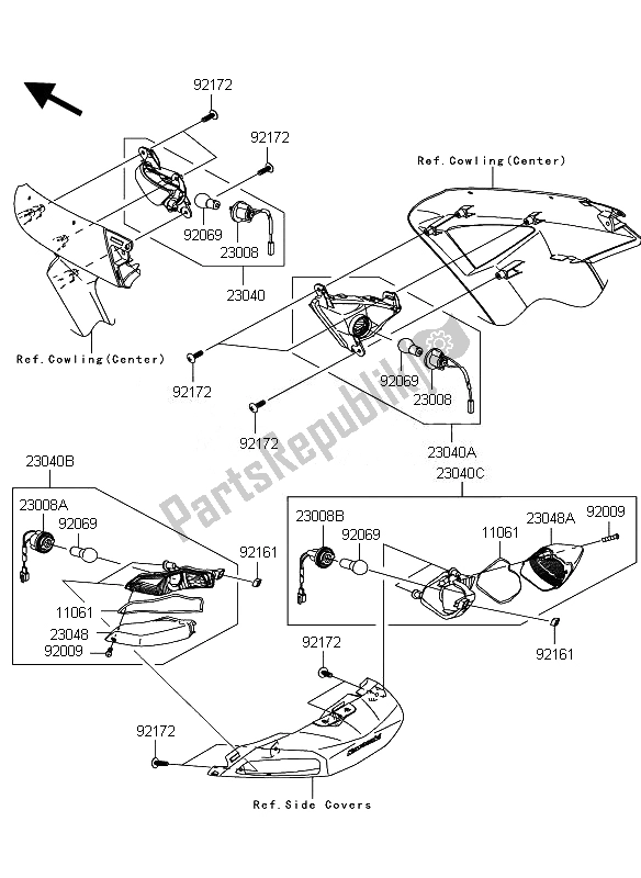 All parts for the Turn Signals of the Kawasaki 1400 GTR ABS 2011