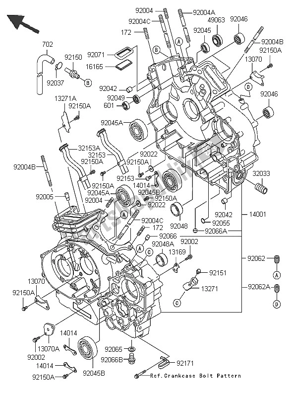 All parts for the Crankcase of the Kawasaki VN 1600 Classic Tourer 2005