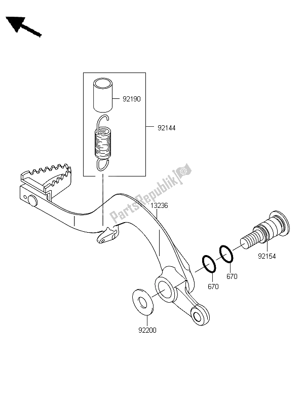 All parts for the Brake Pedal of the Kawasaki KX 450F 2012