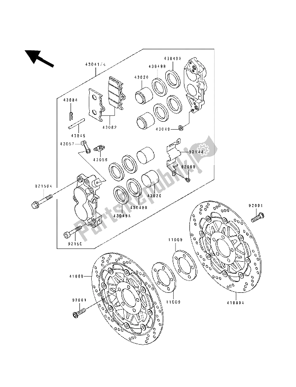 Tutte le parti per il Pinza Anteriore del Kawasaki ZXR 400 1991