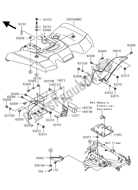 All parts for the Rear Fender of the Kawasaki KVF 650 4X4 2008