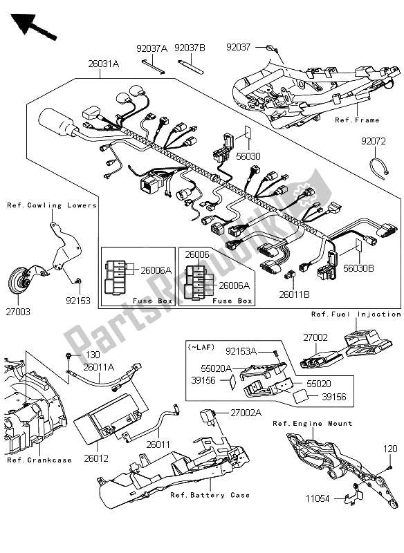 Alle onderdelen voor de Chassis Elektrische Apparatuur van de Kawasaki Z 750 2009