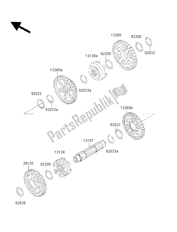 All parts for the Gear Change & Drum Shift Fork of the Kawasaki KVF 400 2000