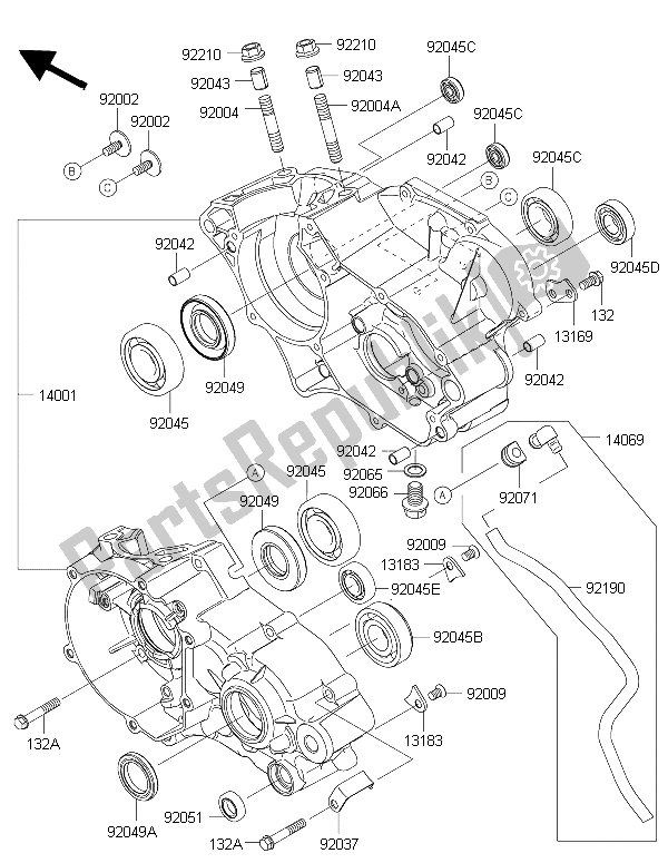 All parts for the Crankcase of the Kawasaki KX 85 SW 2015