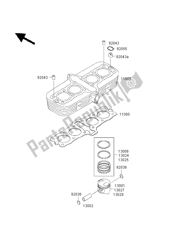 All parts for the Cylinder & Piston of the Kawasaki ZR 7 750 2003